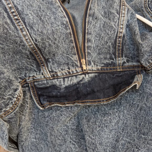 NWT Boohoo Oversized Denim Sherpa Sweatshirt Style Jacket Size 0 Petite - Picture 9 of 16